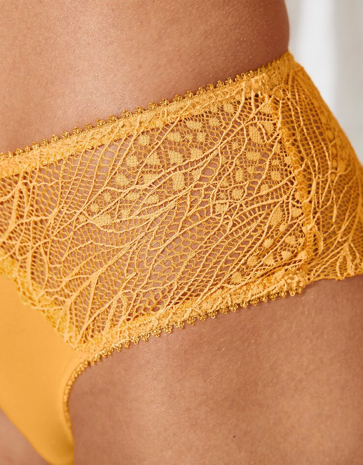 Culotte forme midi microfibre et dentelle stretch Mogo - Lot de 2 (jaune) Culotte forme midi microfibre et dentelle stretch Mogo - Lot de 2 (jaune)