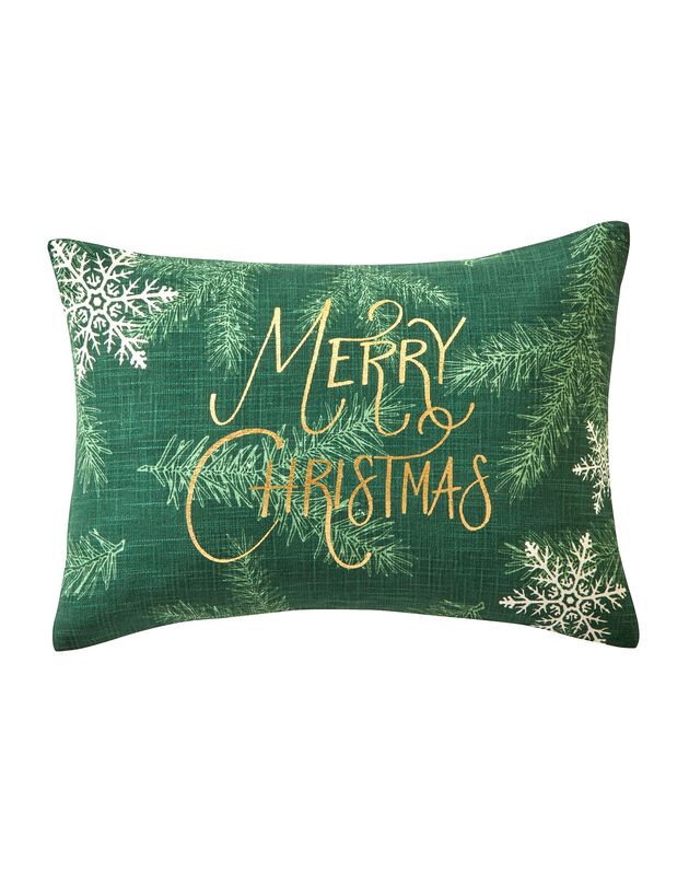 Coussin imprimé "Joyeux Noël" (vert)