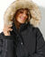 Doudoune à capuche imperméable, doublée maille peluche (noir)