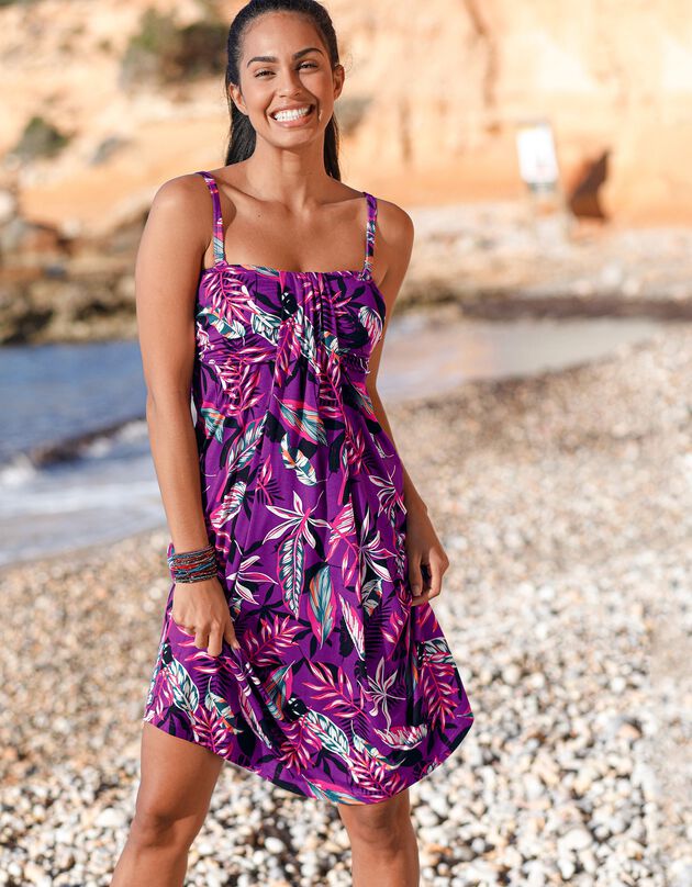 Robe bustier imprimée bretelles amovibles (violine)