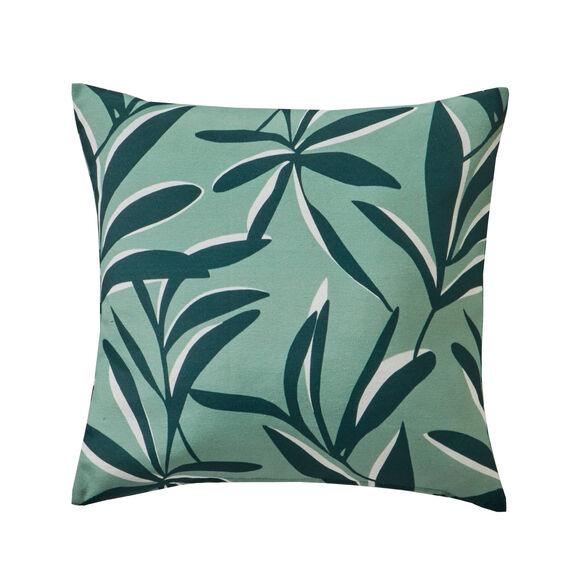 Housse de coussin imprim&eacute; feuillage (amande)