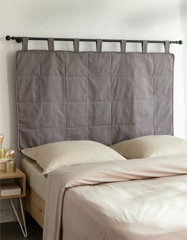 Tête de lit matelassée finition passe-tringle (taupe)