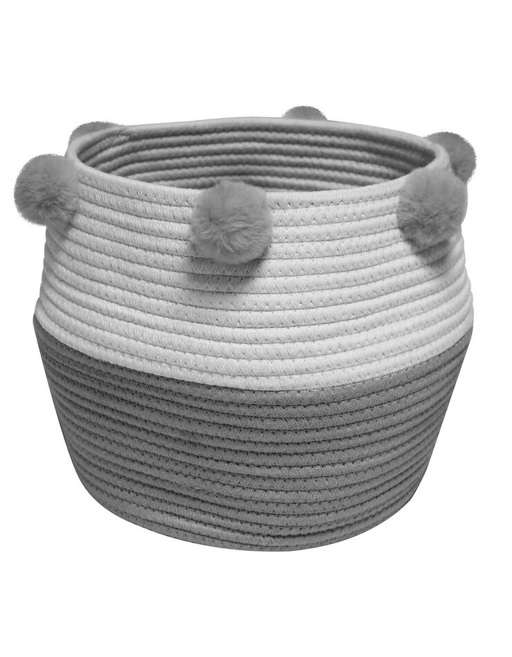 Panier de rangement déco à pompons Suzy gris/blanc (gris / blanc) Panier de rangement déco à pompons Suzy gris/blanc (gris / blanc)