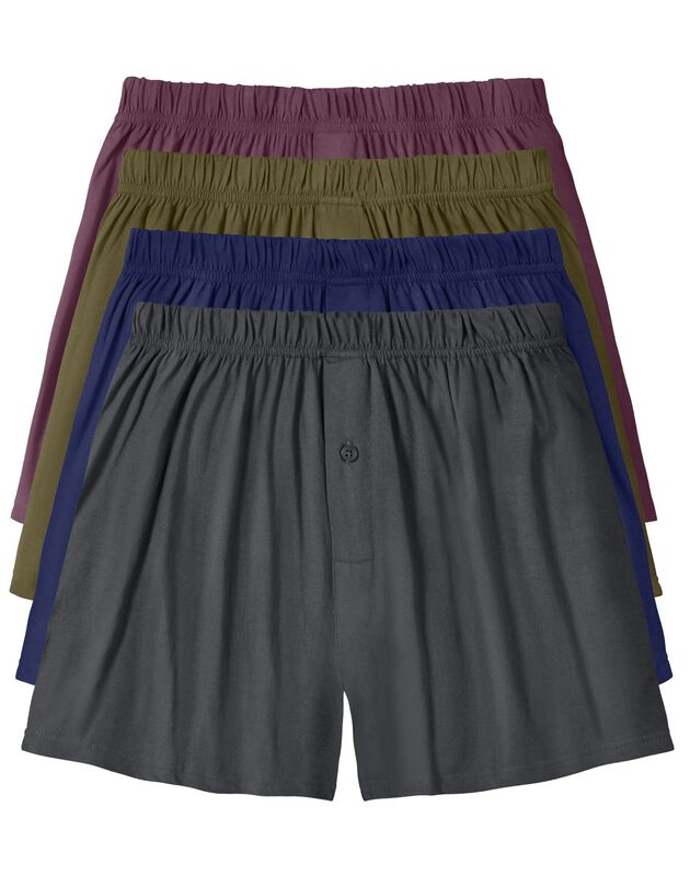 Caleçon flottant ouvert uni - lot de 4 (kaki + violet + bleu)