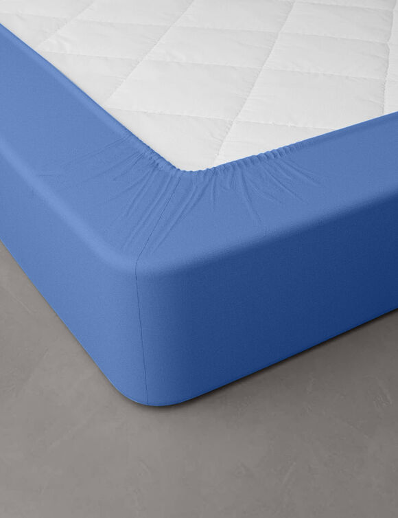 Drap-housse uni jersey bonnet 40 cm (océan)