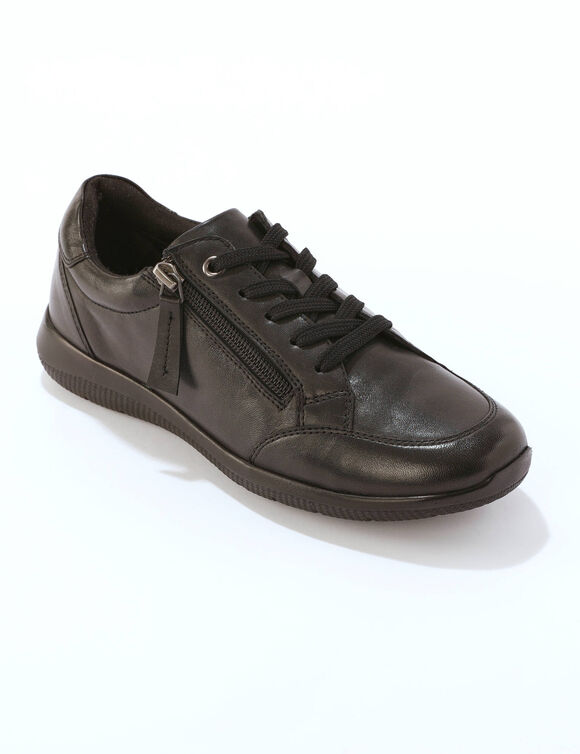 Baskets zippées et lacées cuir (noir)