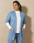 Gilet long ouvert manches courtes toucher doux  (bleu grisé)