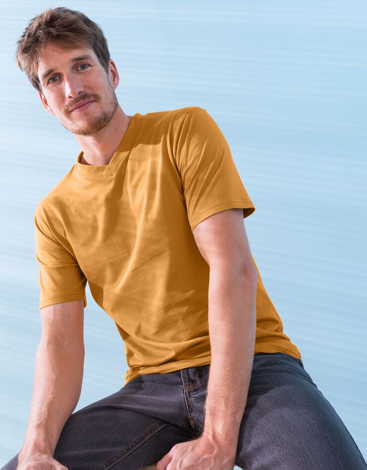 Tee-shirt col V manches courtes - lot de 3 (miel / prune / brique) Tee-shirt col V manches courtes - lot de 3 (miel / prune / brique)