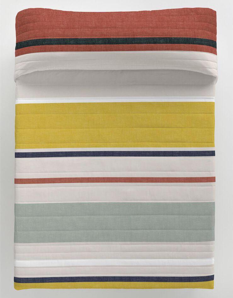 Couvre-lit matelassé rayé multicolore (jaune / blanc) Couvre-lit matelassé rayé multicolore (jaune / blanc)