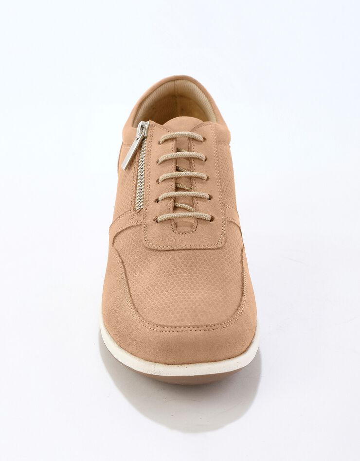 Baskets zippées compensées en cuir femme (beige) Baskets zippées compensées en cuir femme (beige)