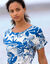 Robe courte imprimée manches courtes (écru / bleu)