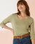 T-shirt manches 3/4 uni, coton (kaki clair)