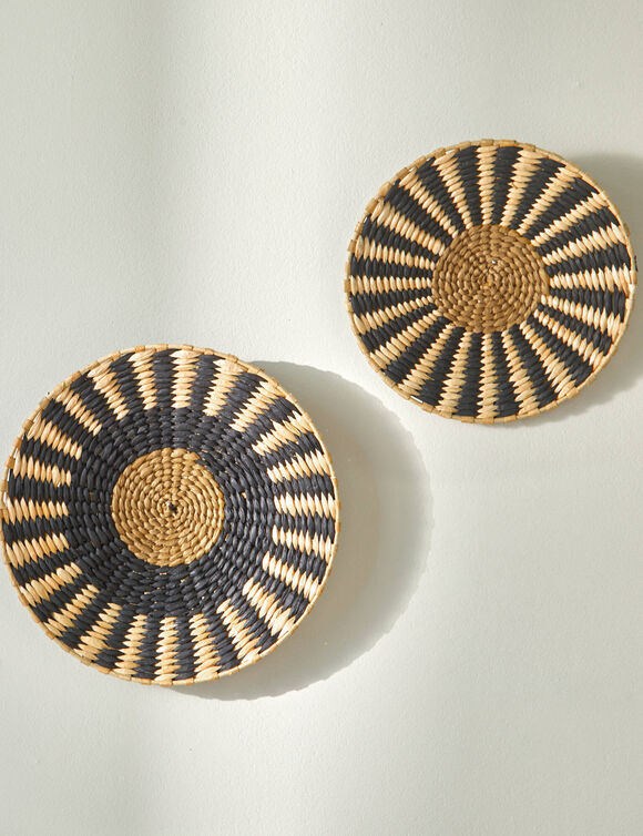 Décoration murale ronde - lot de 2 (naturel/noir)