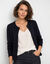 Cardigan boutonn&eacute;, coton m&eacute;lang&eacute; (marine)