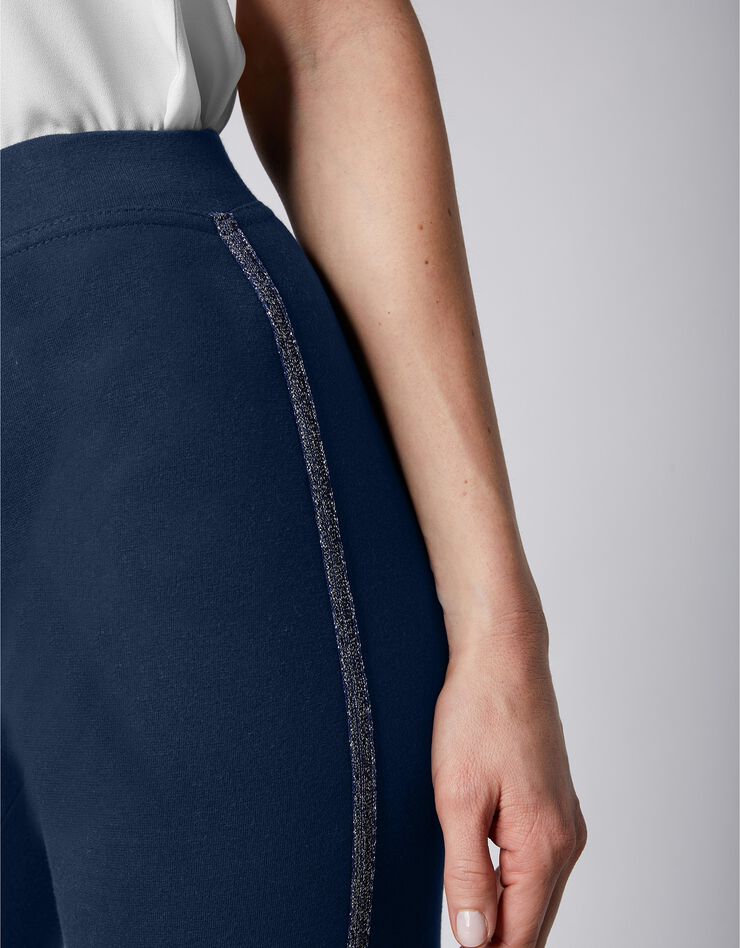 Legging uni bande côté brillante, maille (marine) Legging uni bande côté brillante, maille (marine)