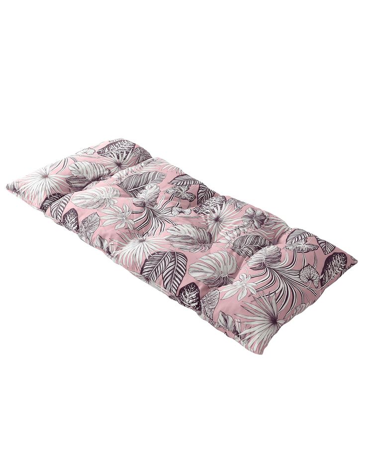 Long coussin déco coton imprimé tropical (rose) Long coussin déco coton imprimé tropical (rose)
