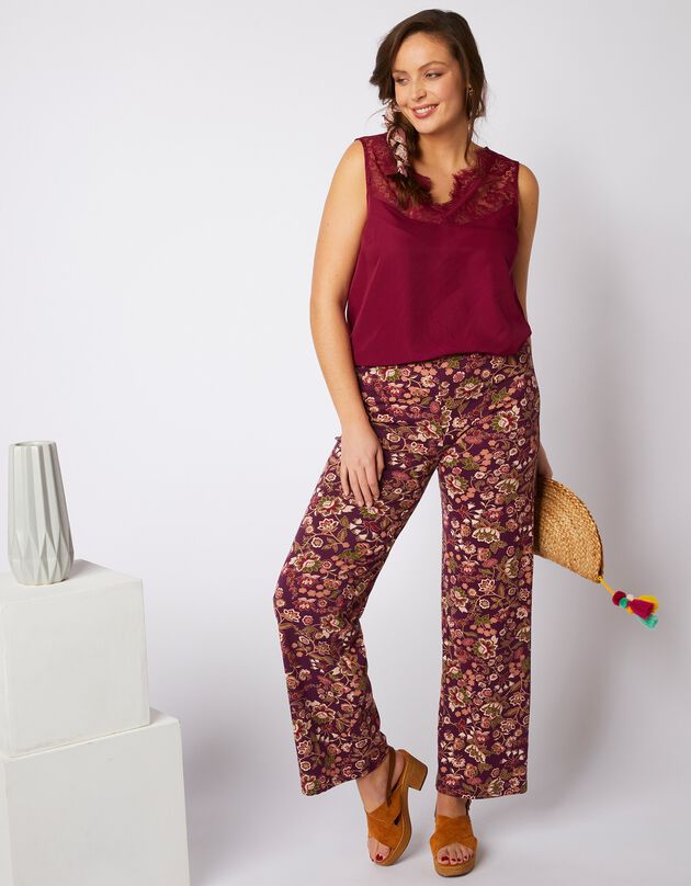 Pantalon large en maille imprimé (prune) Pantalon large en maille imprimé (prune)