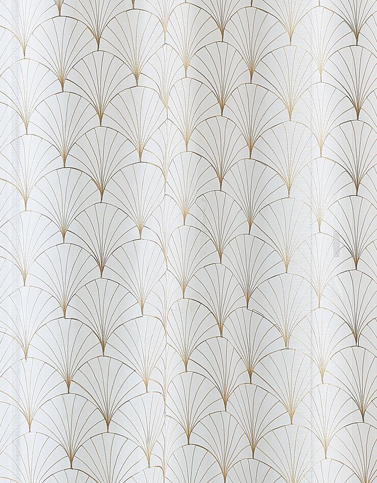 Panneau voile brodé Éventail finition oeillets (beige)