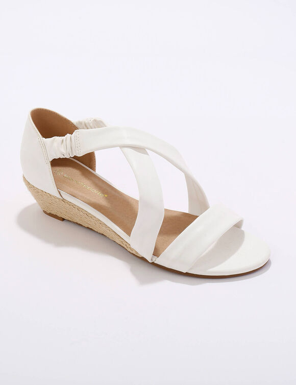  Sandales compens&eacute;es &eacute;lastiqu&eacute;es synth&eacute;tique (blanc)