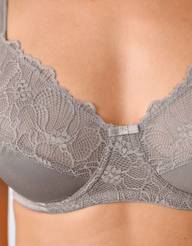 Soutien-gorge minimiseur dentelle et maille satinée - avec armatures (vison) Soutien-gorge minimiseur dentelle et maille satinée - avec armatures (vison)