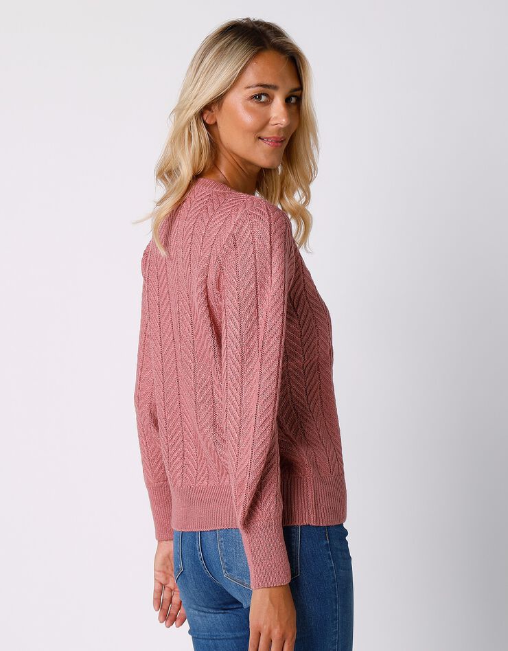 Pull maille fantaisie manches bouffantes (bois de rose) Pull maille fantaisie manches bouffantes (bois de rose)
