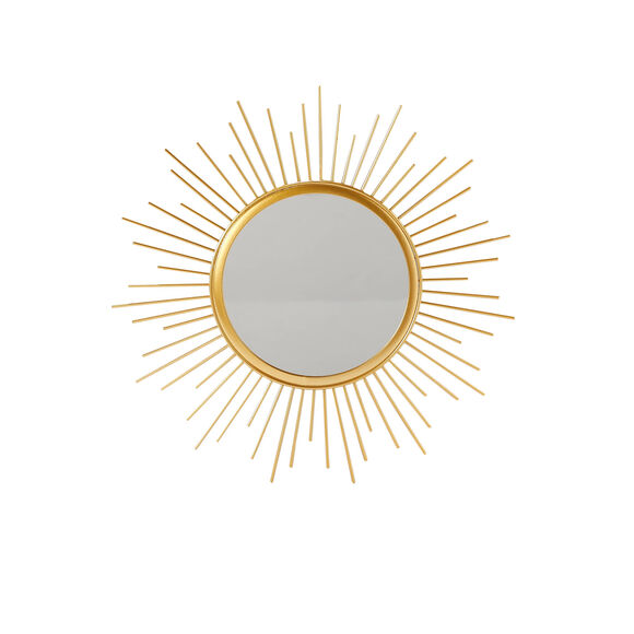 Miroir forme soleil en métal doré (doré)