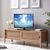 Meuble TV 2 portes, bois et rotin (naturel)