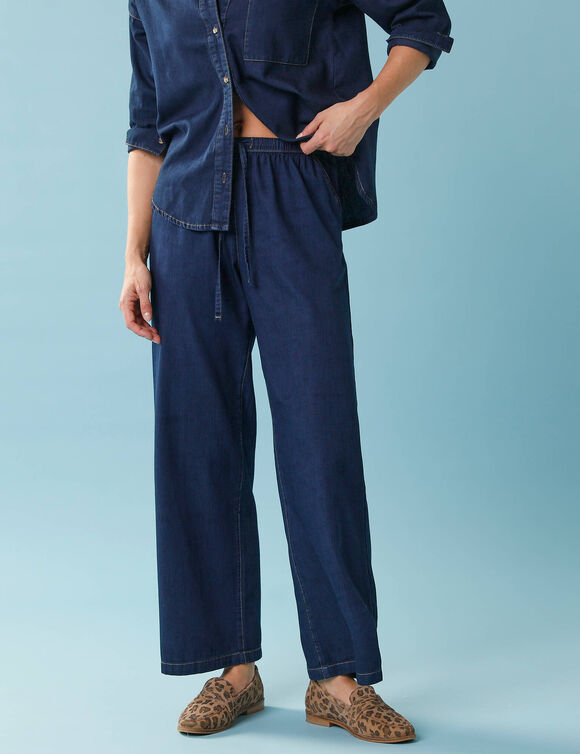 Pantalon large Sp&eacute;cial Petite, denim l&eacute;ger  (brut)