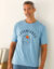 T-shirt pyjama imprimé placé manches courtes coton  (bleu)