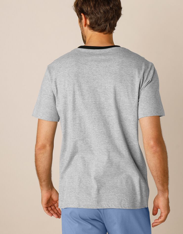 Tee-shirt pyjama bicolore manches courtes (gris chiné) Tee-shirt pyjama bicolore manches courtes (gris chiné)