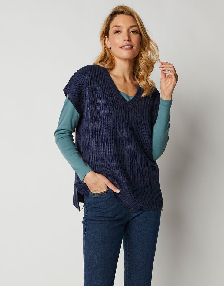 Pull col V manches courtes (marine) Pull col V manches courtes (marine)