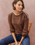 Pull col bateau, maille moelleuse (chocolat)