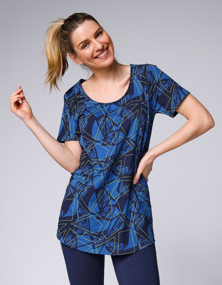 Tee-shirt ample imprimé  (marine / anis)