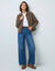 Veste boutonn&eacute;e style paletot, imprim&eacute; carreaux (marron)