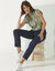 Blouse manches courtes à revers, imprimé minimaliste (vert / marine)