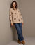 Chemise longue oversize en coton, rayures et imprim&eacute; (caramel / &eacute;cru)