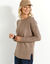 Pull col rond maille fantaisie (taupe clair)