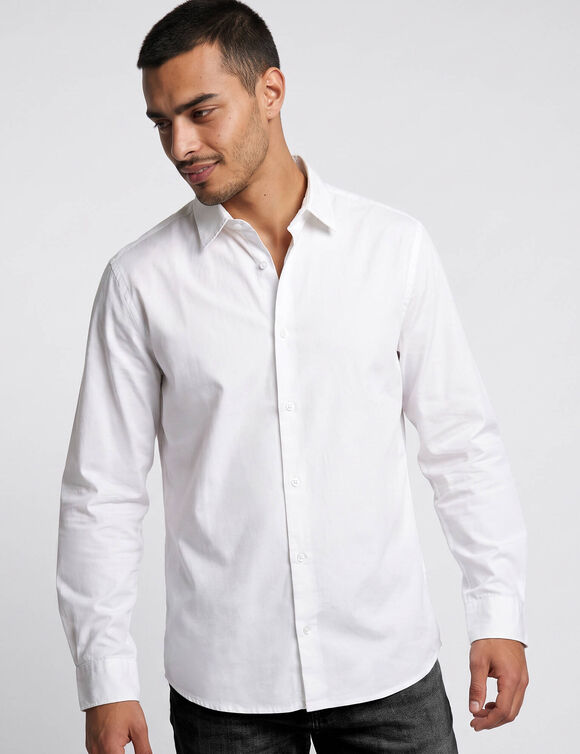 Chemise twill pur coton entretien facile (blanc)