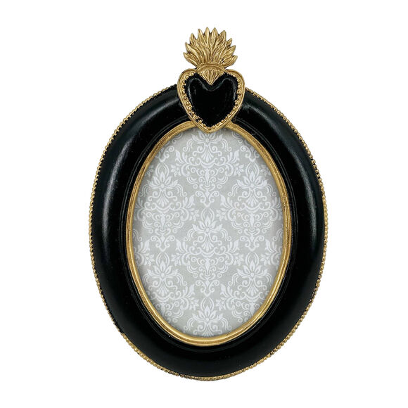 Cadre-photo ex-voto ovale, polyr&eacute;sine (noir)