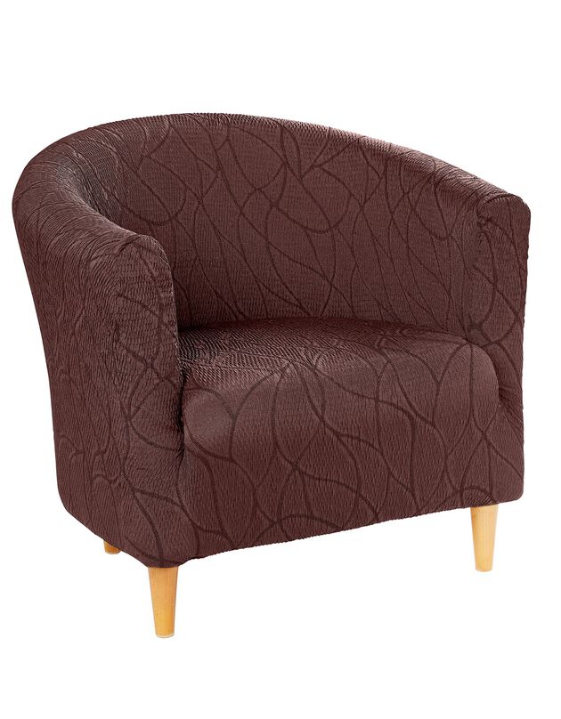 Housse extensible motif jacquard spéciale fauteuil cabriolet  (marron)