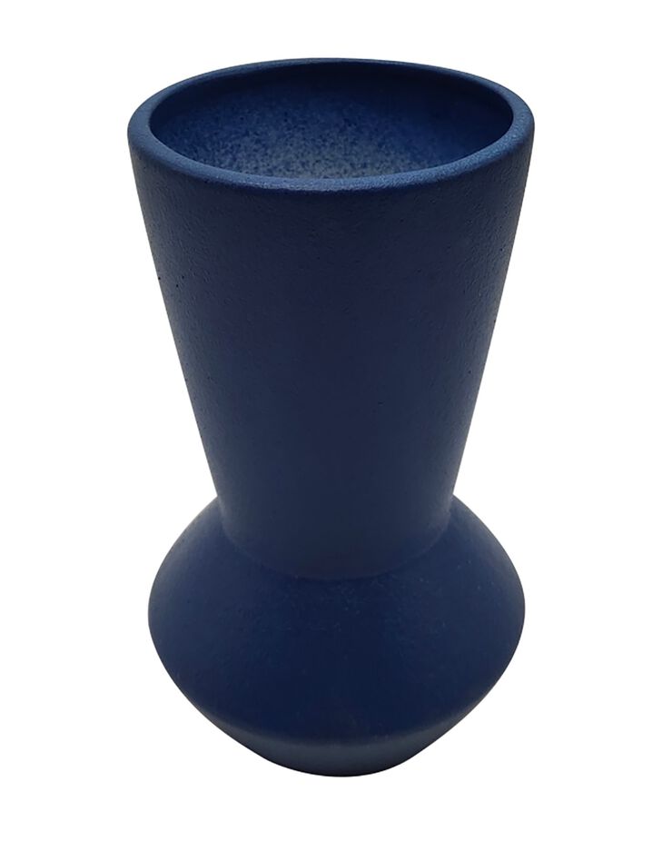 Vase céramique, forme géométrique - hauteur 20 cm (bleu)