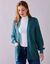 Gilet long porter ouvert, maille anglaise toucher doux (vert sauge)