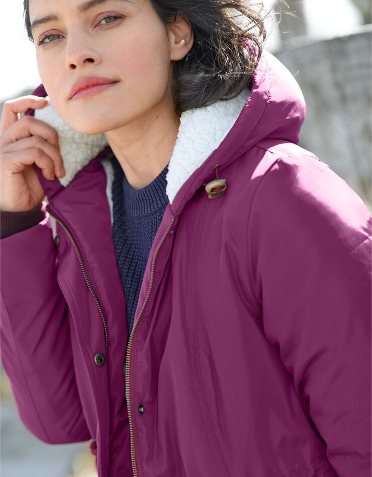 Parka mi-longue doublée maille peluche (prune) Parka mi-longue doublée maille peluche (prune)