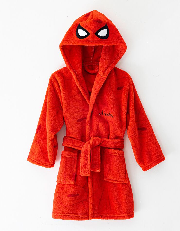 Robe de chambre enfant capuche Spider-Man® personnalisable - polaire (rouge)