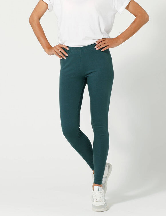 Legging uni maille jersey (vert foncé)