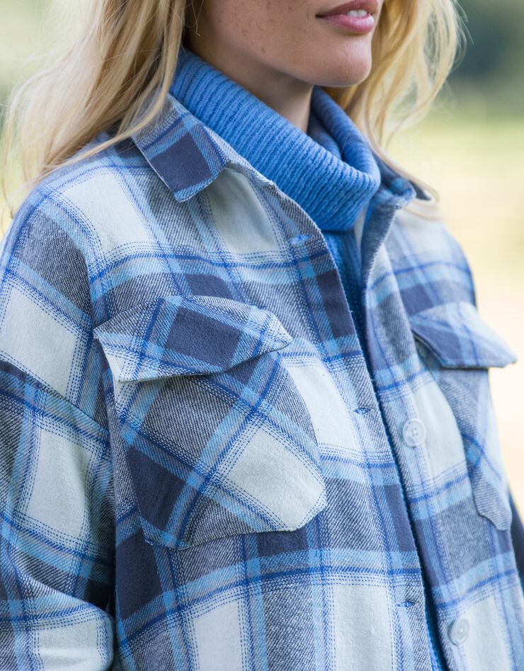 Veste surchemise à carreaux, flanelle gratté (indigo) Veste surchemise à carreaux, flanelle gratté (indigo)
