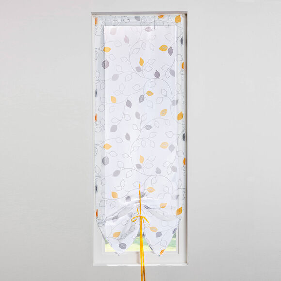 Store vitrage clairière voile imprimé feuilles (jaune)
