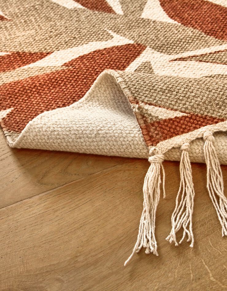 Tapis tissé grand format imprimé jungle - rectangulaire (écru / terracotta)