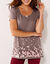 T-shirt imprim&eacute; fleurs - manches courtes (taupe)