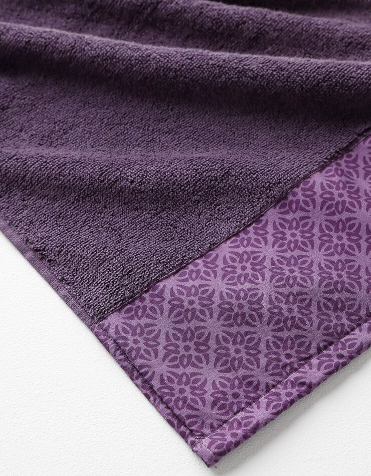 Éponge bouclette 420 g/m² liteau imprimé rosace (aubergine)